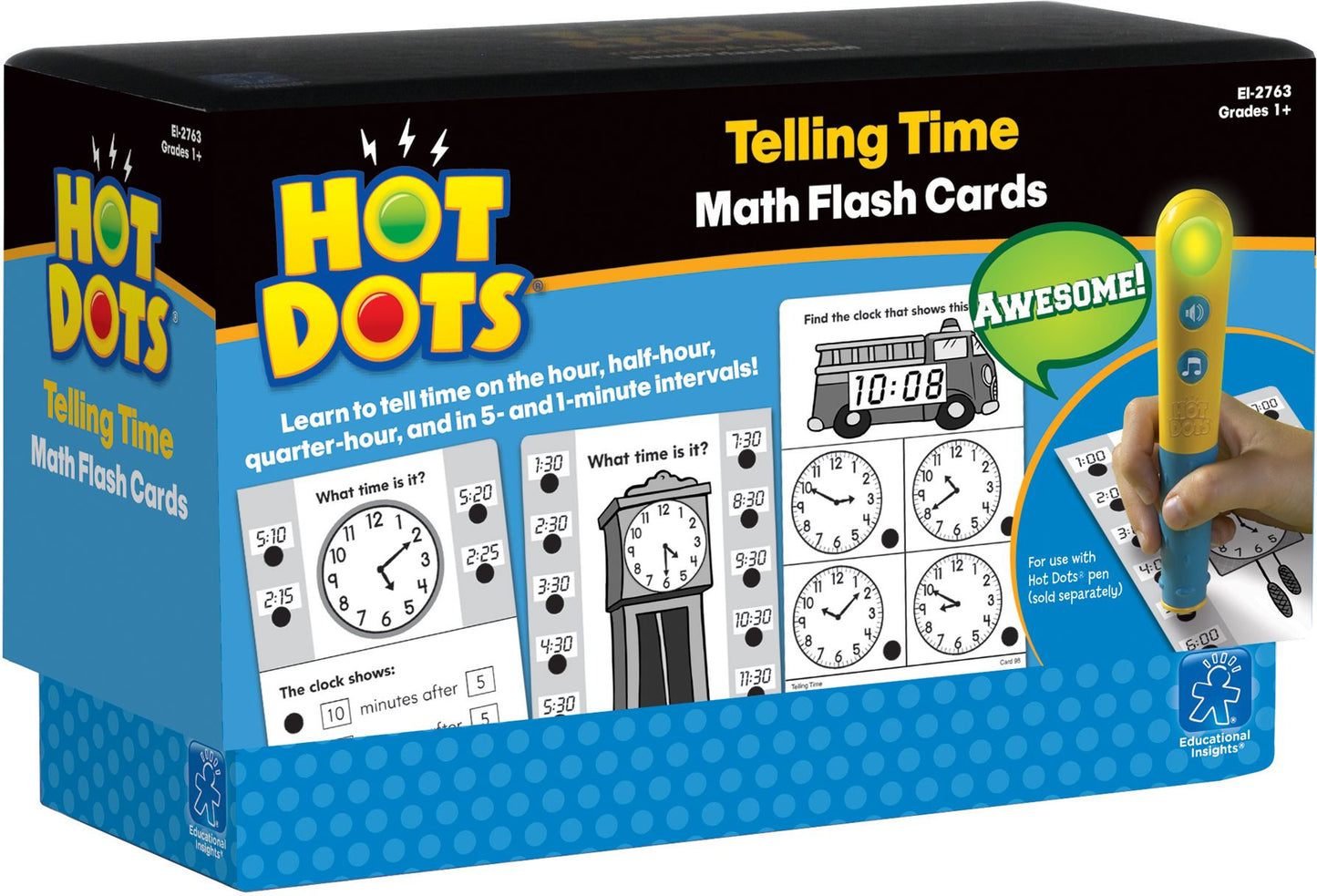 EDUCATIONAL INSIGHTS EI-2763 HOT DOTS FLASH CARDS TELLING TIME