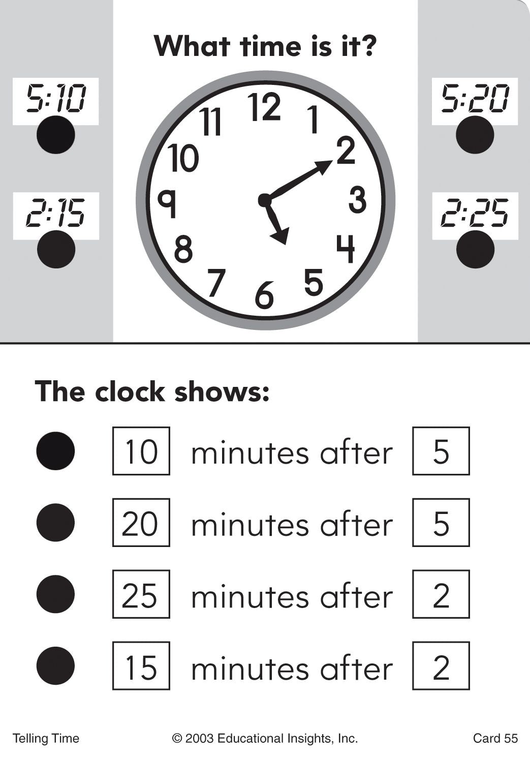 EDUCATIONAL INSIGHTS EI-2763 HOT DOTS FLASH CARDS TELLING TIME