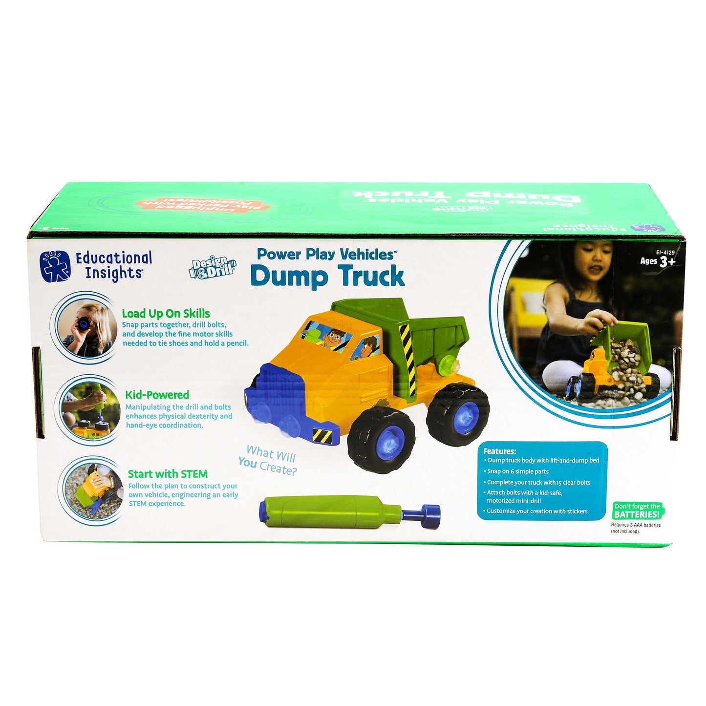 Educational Insights Design 'n Drill Power Play Vehicles Dump Truck