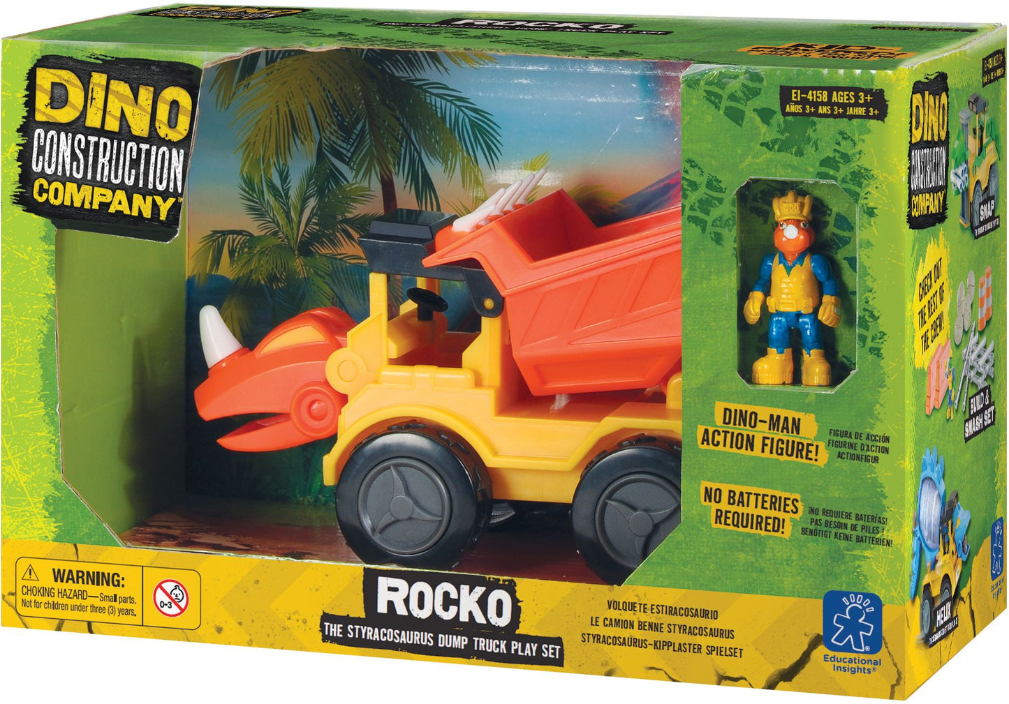 Educational Insights 4158 Dino Construction Company Rocko The Styracousaurus Dump Truck