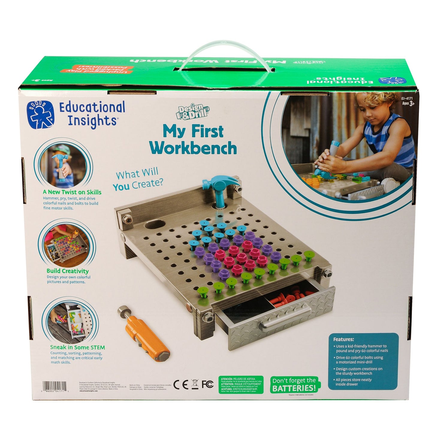 Educational Insights Design 'n Drill My First Workbench - Grey
