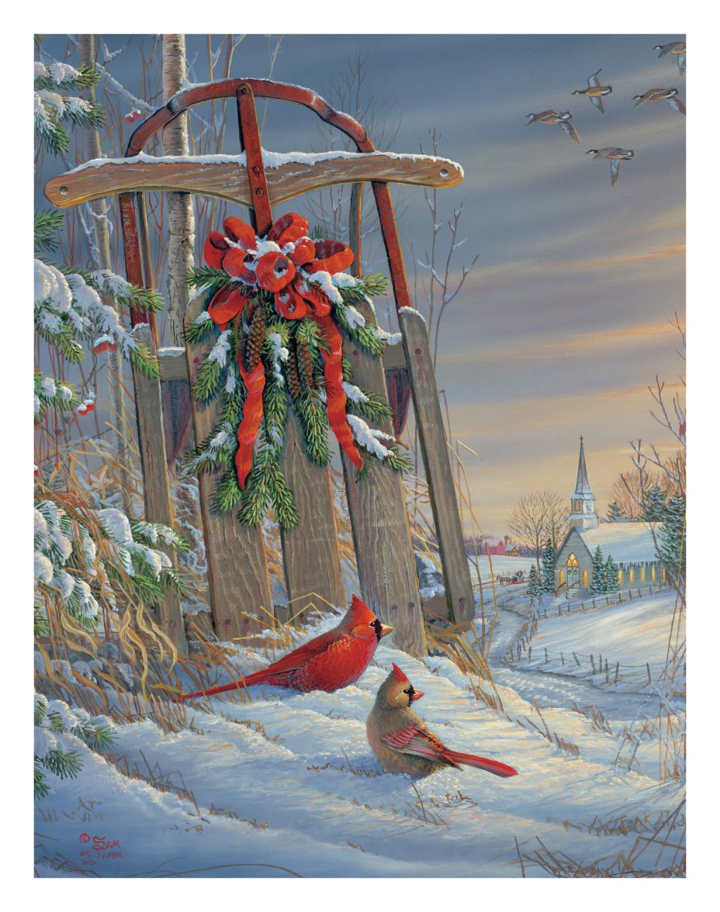 Winter Red Birds 1000 Piece Jigsaw Puzzle