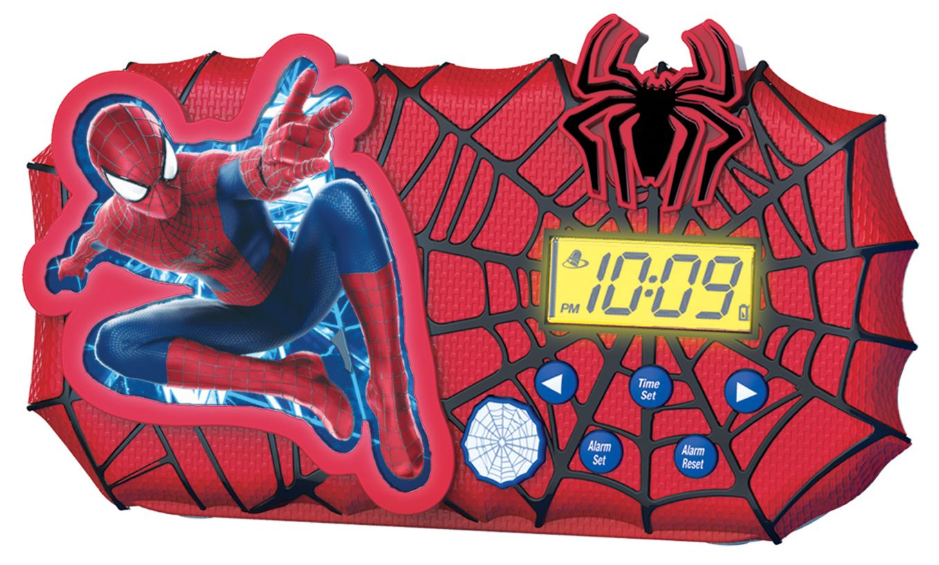 Kiddesigns SM-346.FEV6 Spiderman Night Glow Alarm Clock with Built-in Sound Effects