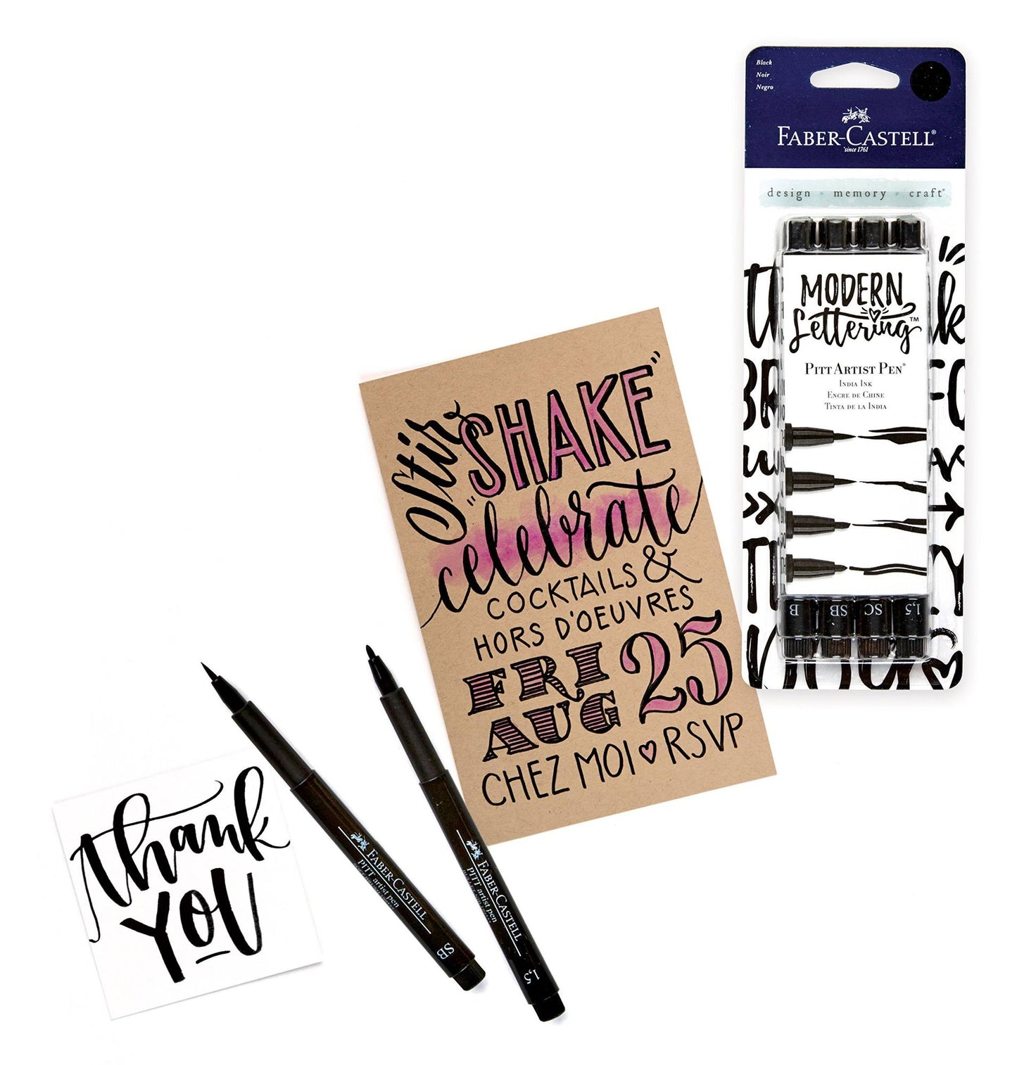 Pitt Artist Pens Modern Lettering 4ct Set Black