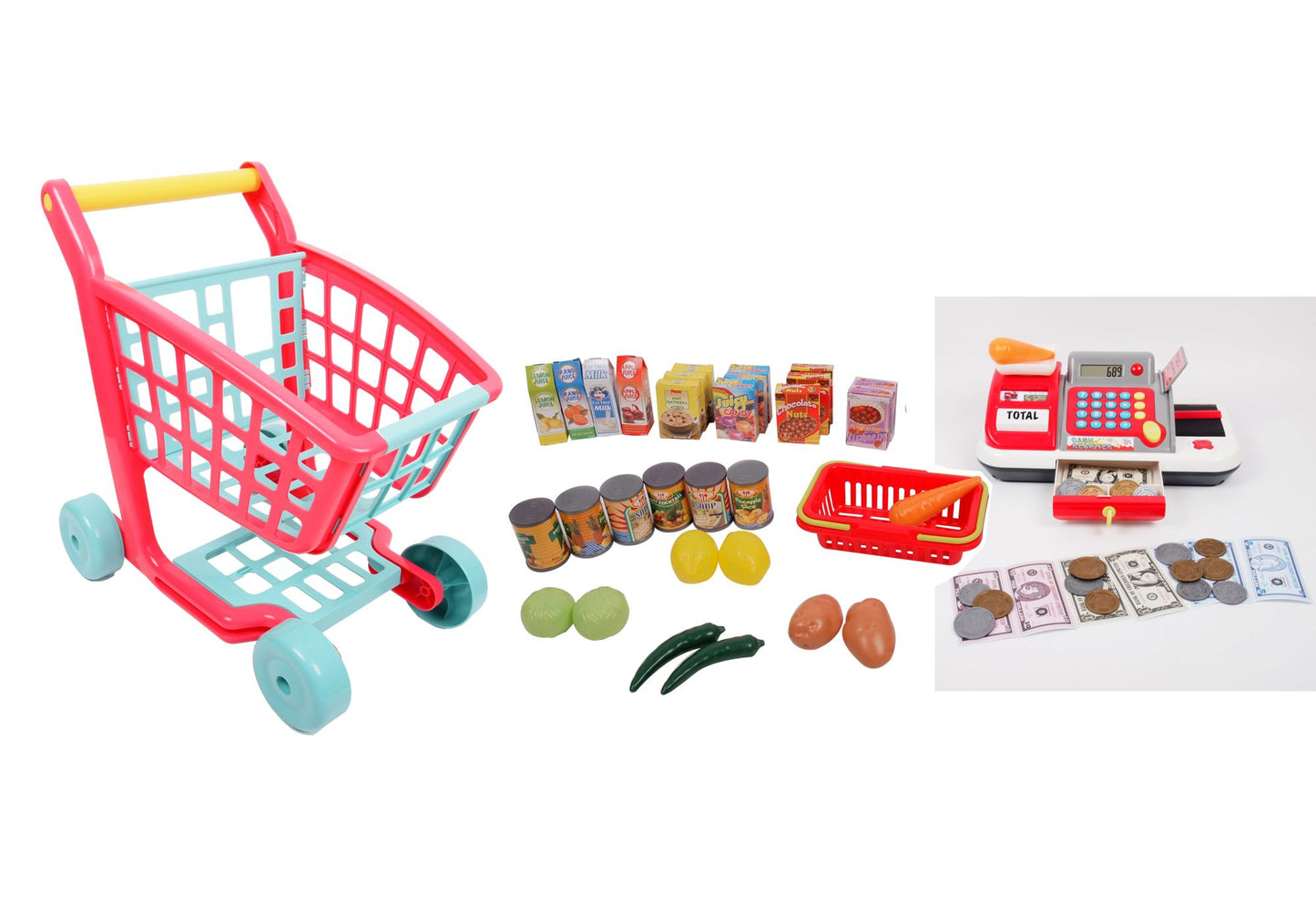 Gi-Go Toy Deluxe Shopping Cart and Cash Register Set