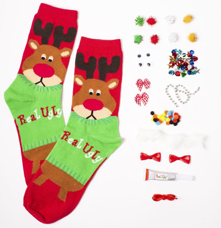 Design your own Real Ugly Socks kit Reindeer