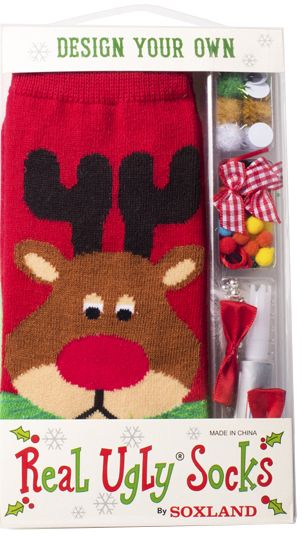 Design your own Real Ugly Socks kit Reindeer