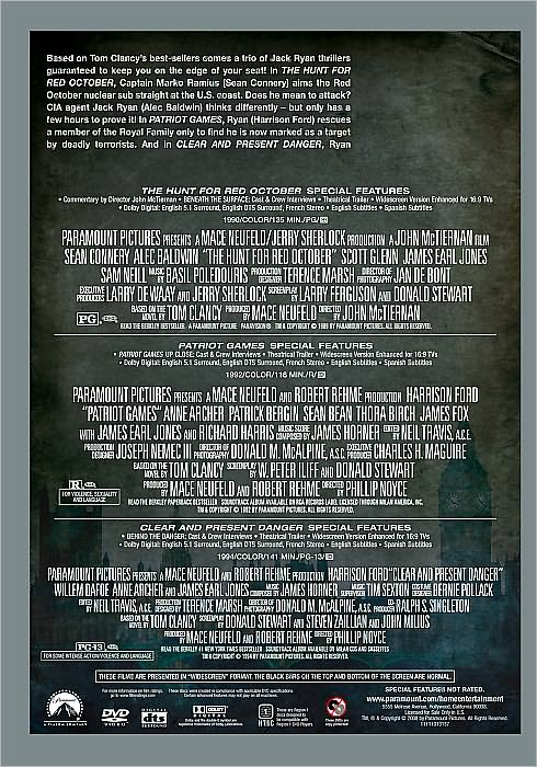 The Hunt for Red October/Patriot Games/Clear and Present Danger [3 Discs]