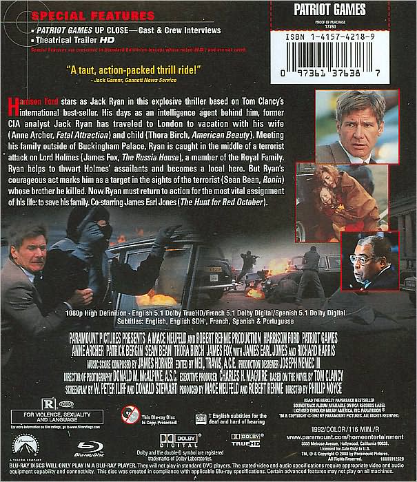 Patriot Games [Blu-ray]
