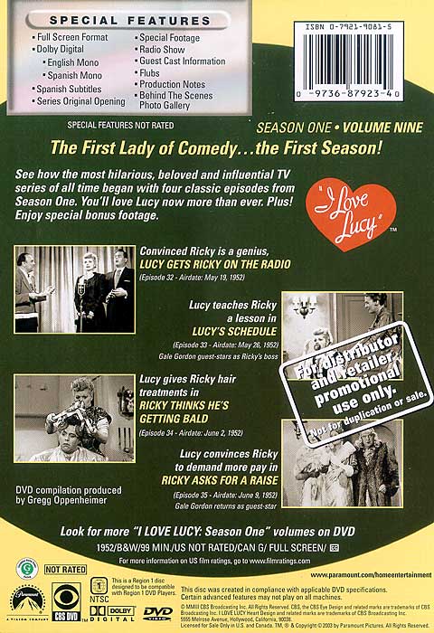 I Love Lucy: Season 1, Vol. 9