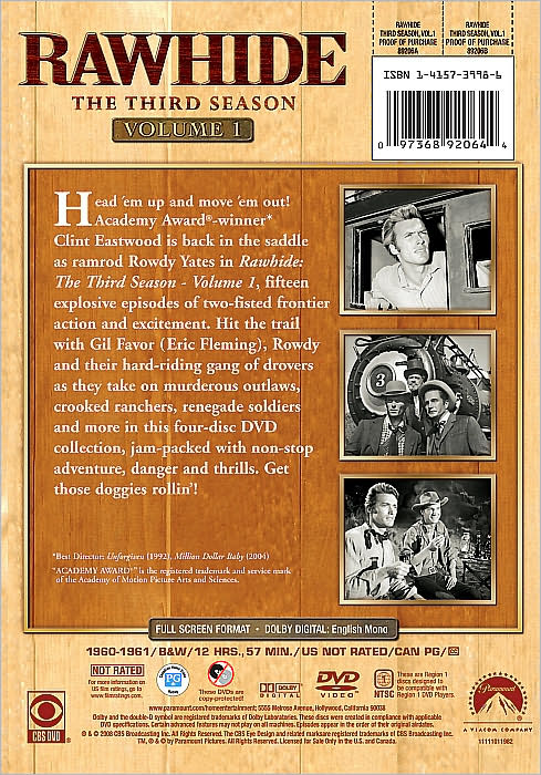 Rawhide: Season Three, Vol. 1 [4 Discs]