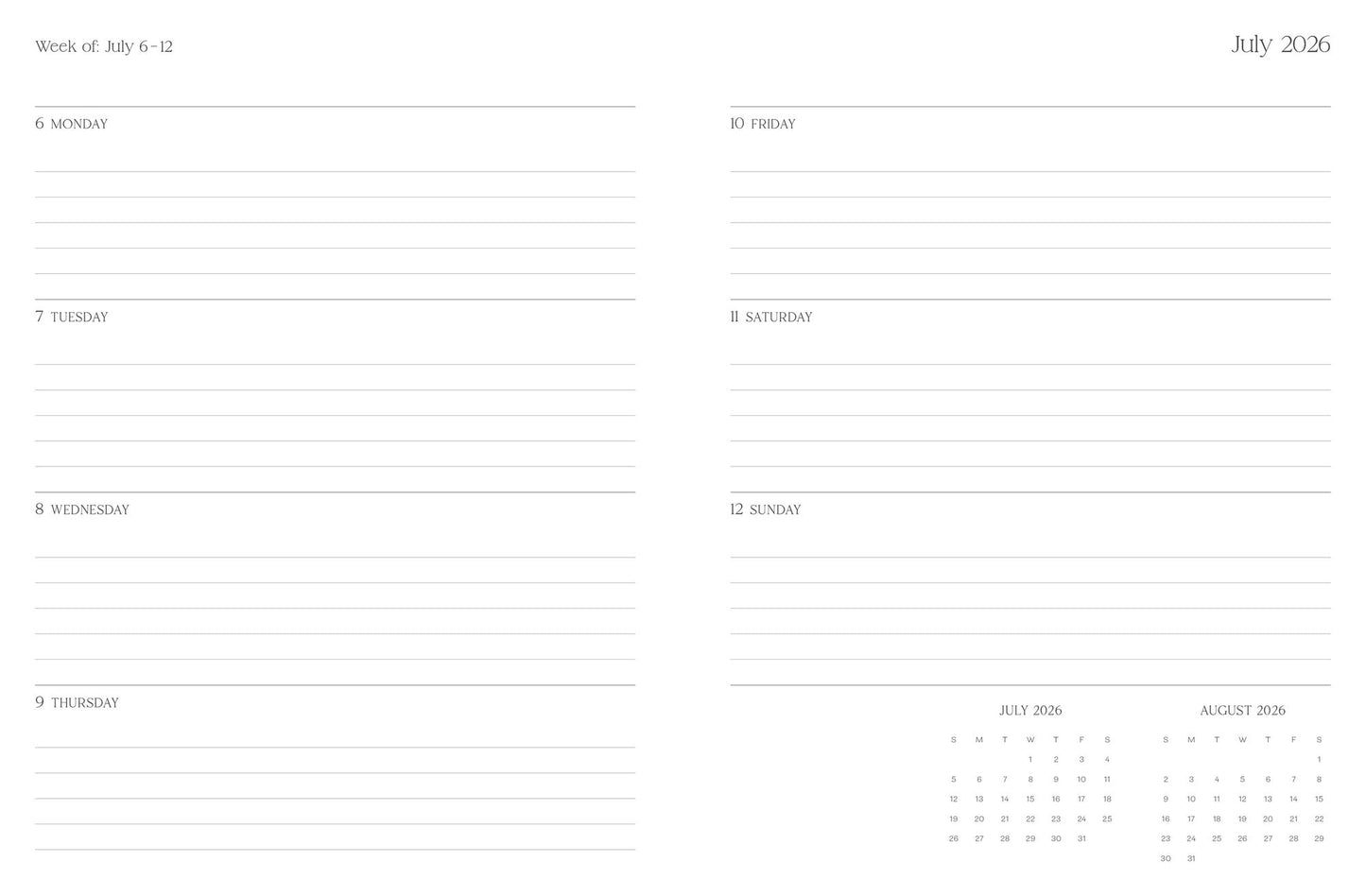 2025-2026 Weekly Planner Peaceful Beach