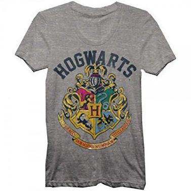 Harry Potter School Crest Mens Distressed Logo Tee- Size Medium