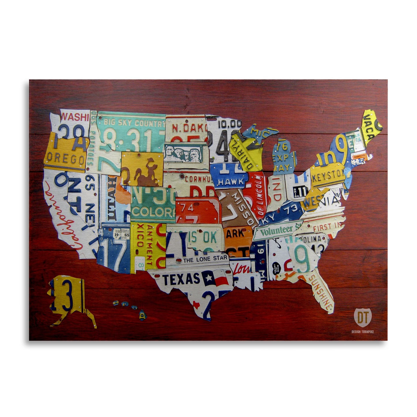 Design Turnpike 'License Plate Map USA' Floating Brushed Aluminum Art