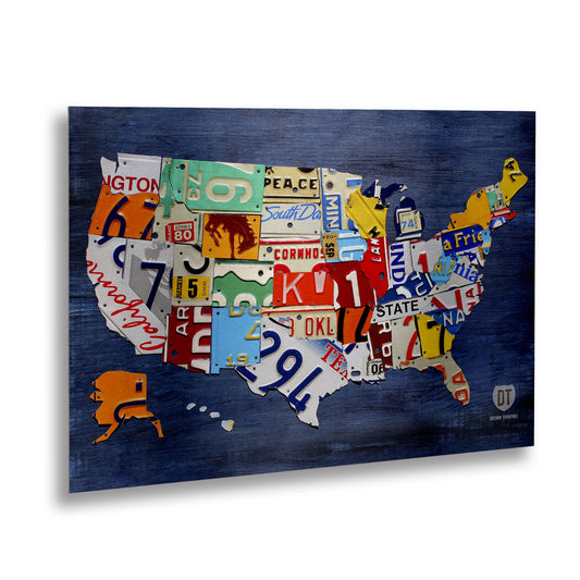 Design Turnpike 'USA Map' Floating Brushed Aluminum Art