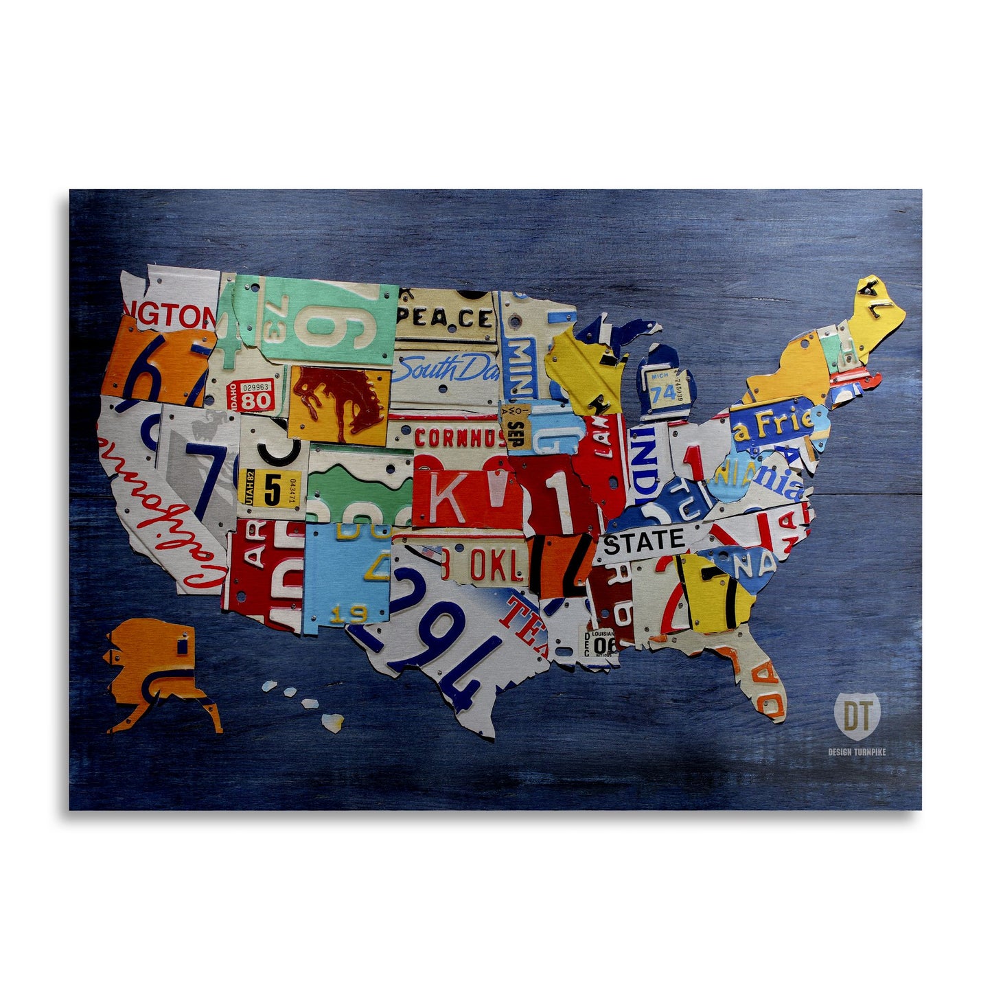Design Turnpike 'USA Map' Floating Brushed Aluminum Art