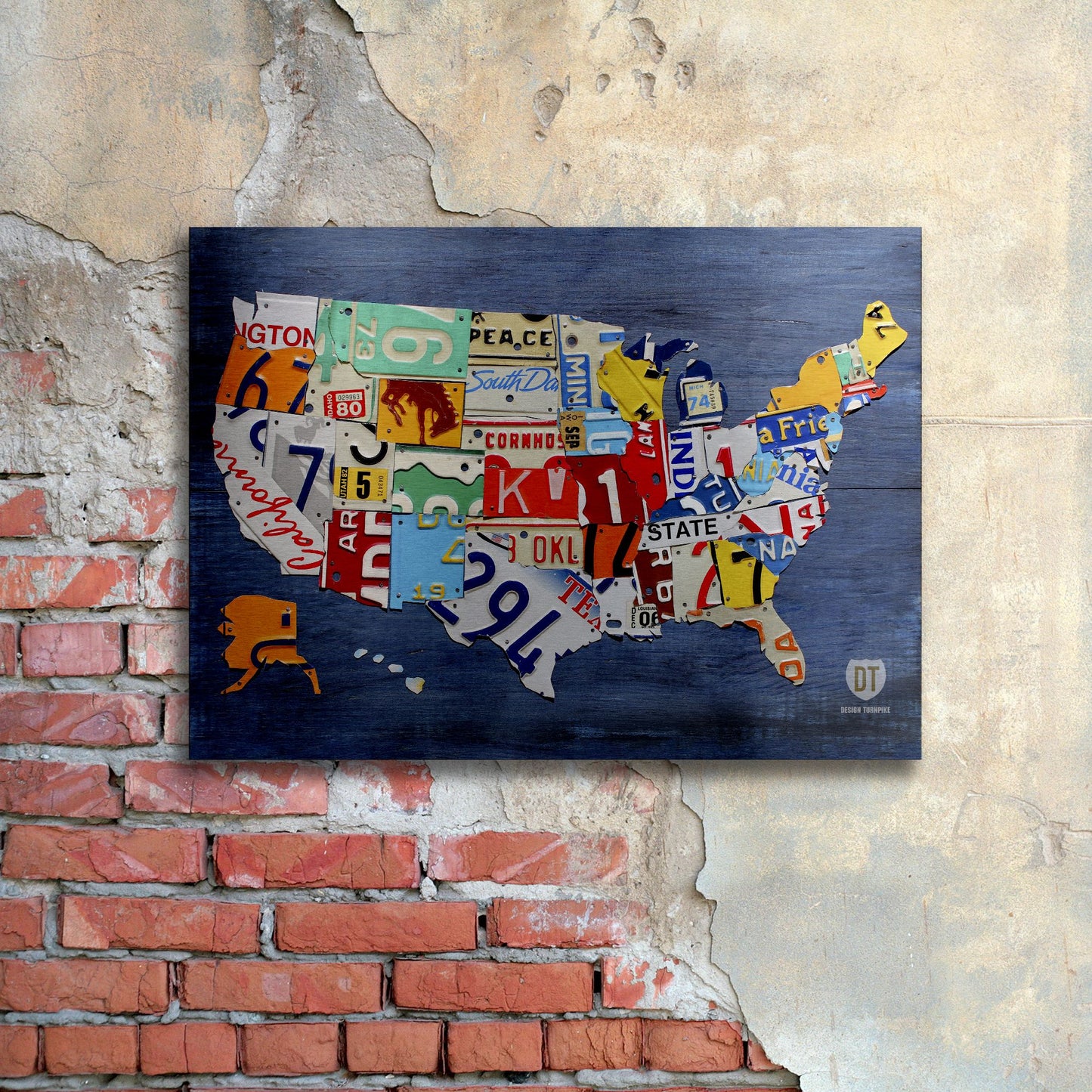 Design Turnpike 'USA Map' Floating Brushed Aluminum Art