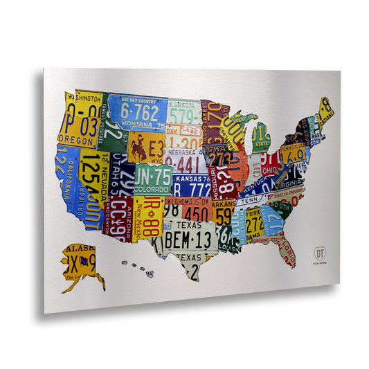 Design Turnpike 'License Plate USA 2' Floating Brushed Aluminum Art