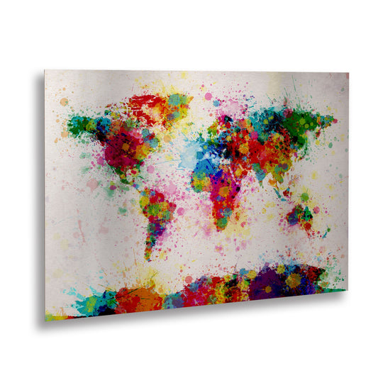 Michael Tompsett 'Paint World Map' Floating Brushed Aluminum Art
