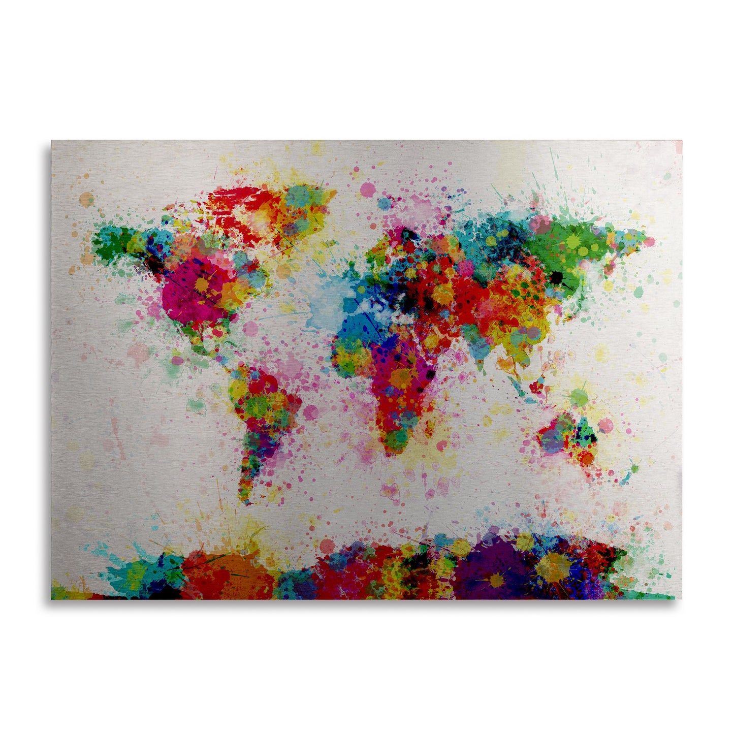 Michael Tompsett 'Paint World Map' Floating Brushed Aluminum Art