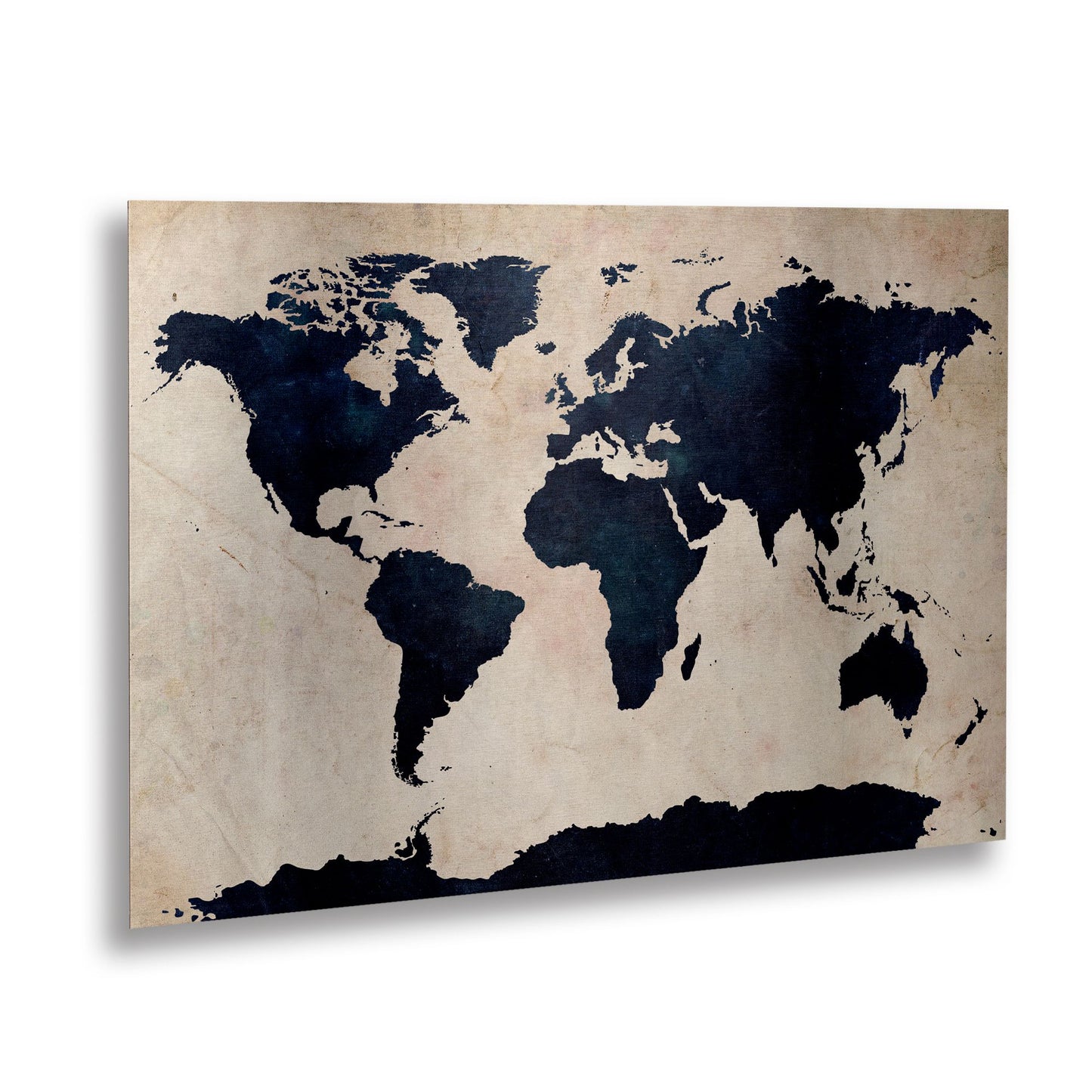 Michael Tompsett 'World Map - Navy' Floating Brushed Aluminum Art