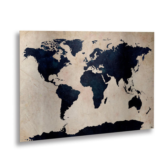 Michael Tompsett 'World Map - Navy' Floating Brushed Aluminum Art