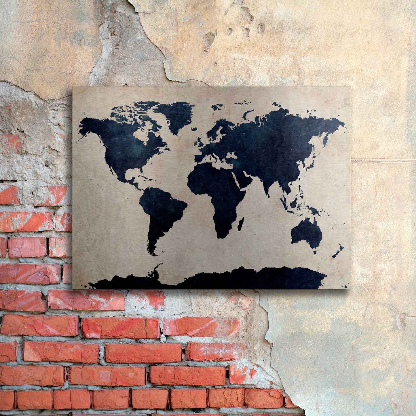 Michael Tompsett 'World Map - Navy' Floating Brushed Aluminum Art