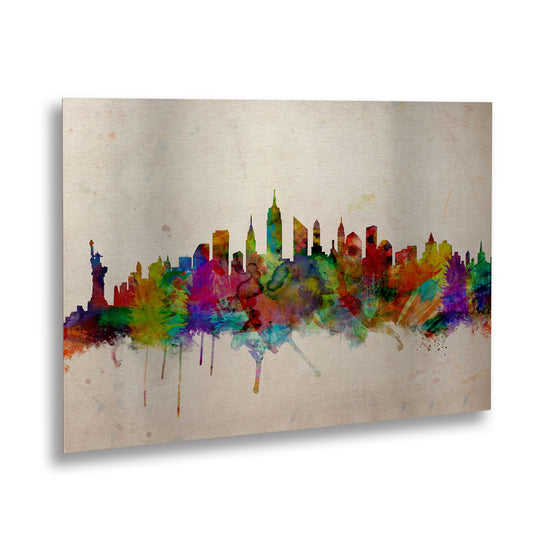 Michael Tompsett 'New York Skyline' Floating Brushed Aluminum Art