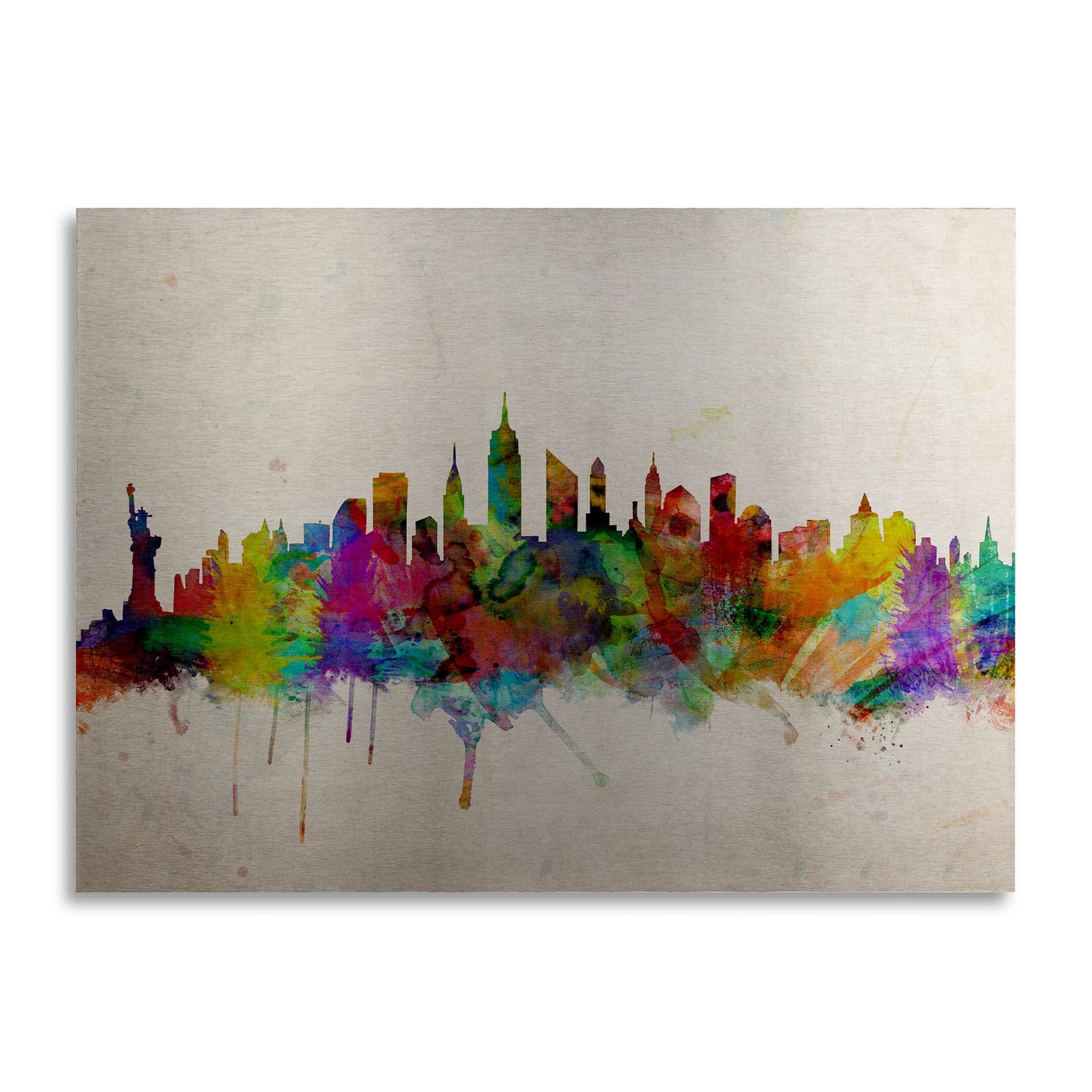 Michael Tompsett 'New York Skyline' Floating Brushed Aluminum Art