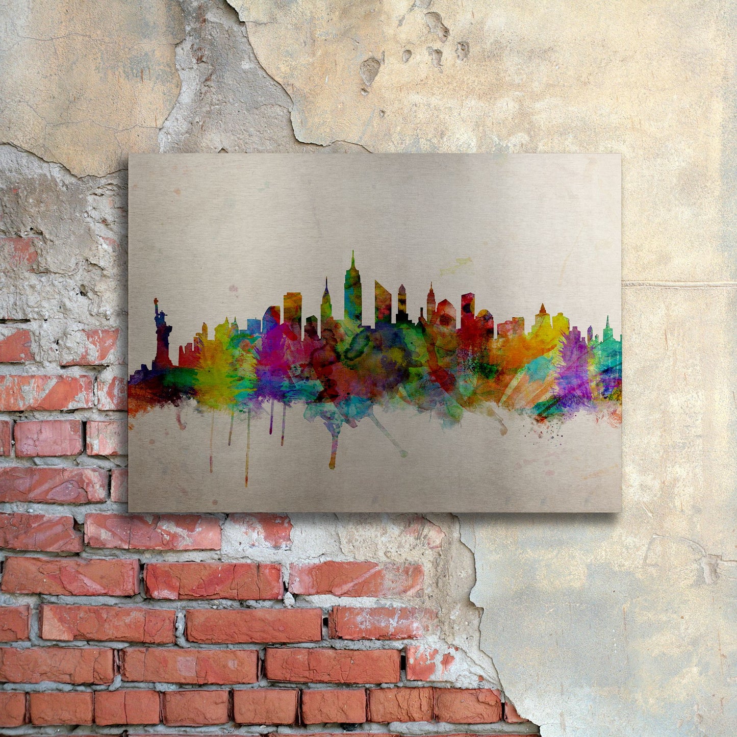 Michael Tompsett 'New York Skyline' Floating Brushed Aluminum Art