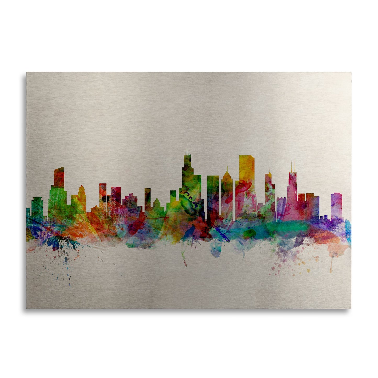 Michael Tompsett 'Chicago Illinois' Floating Brushed Aluminum Art