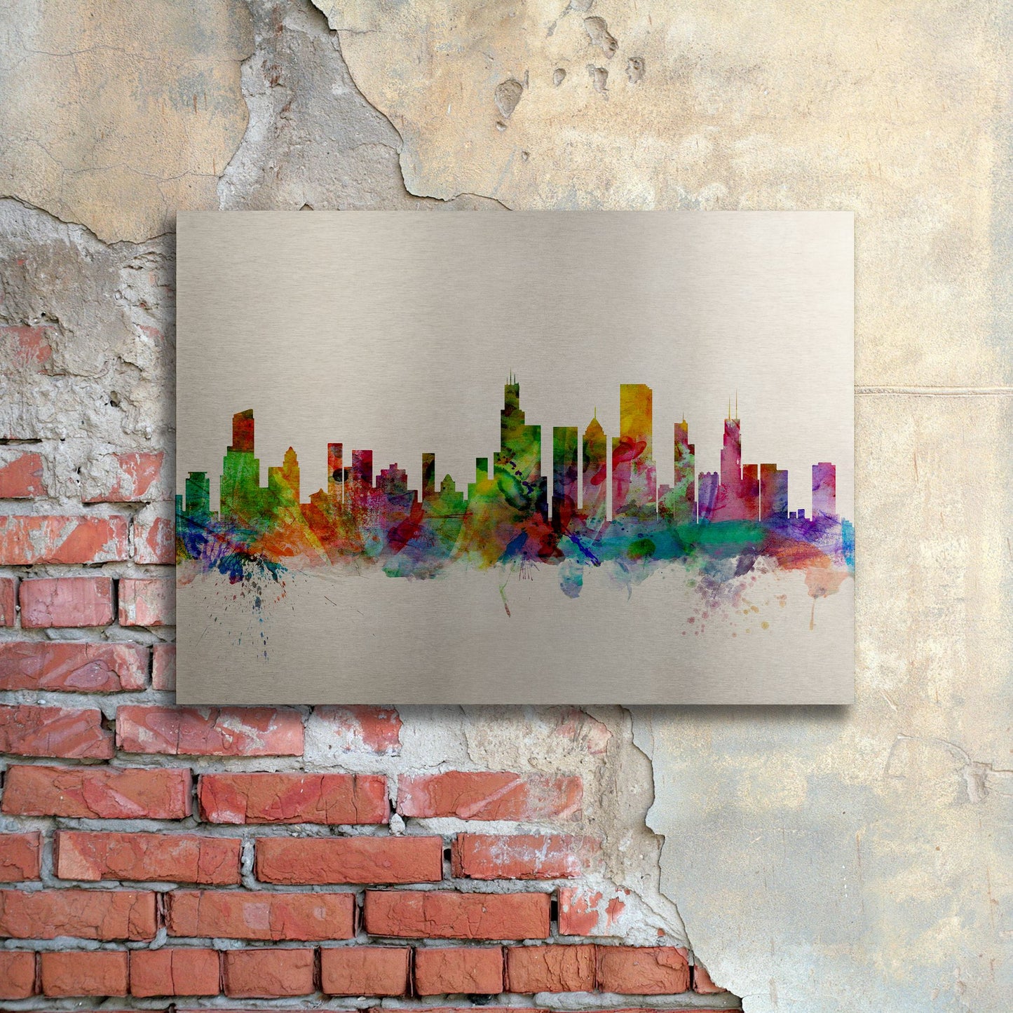 Michael Tompsett 'Chicago Illinois' Floating Brushed Aluminum Art