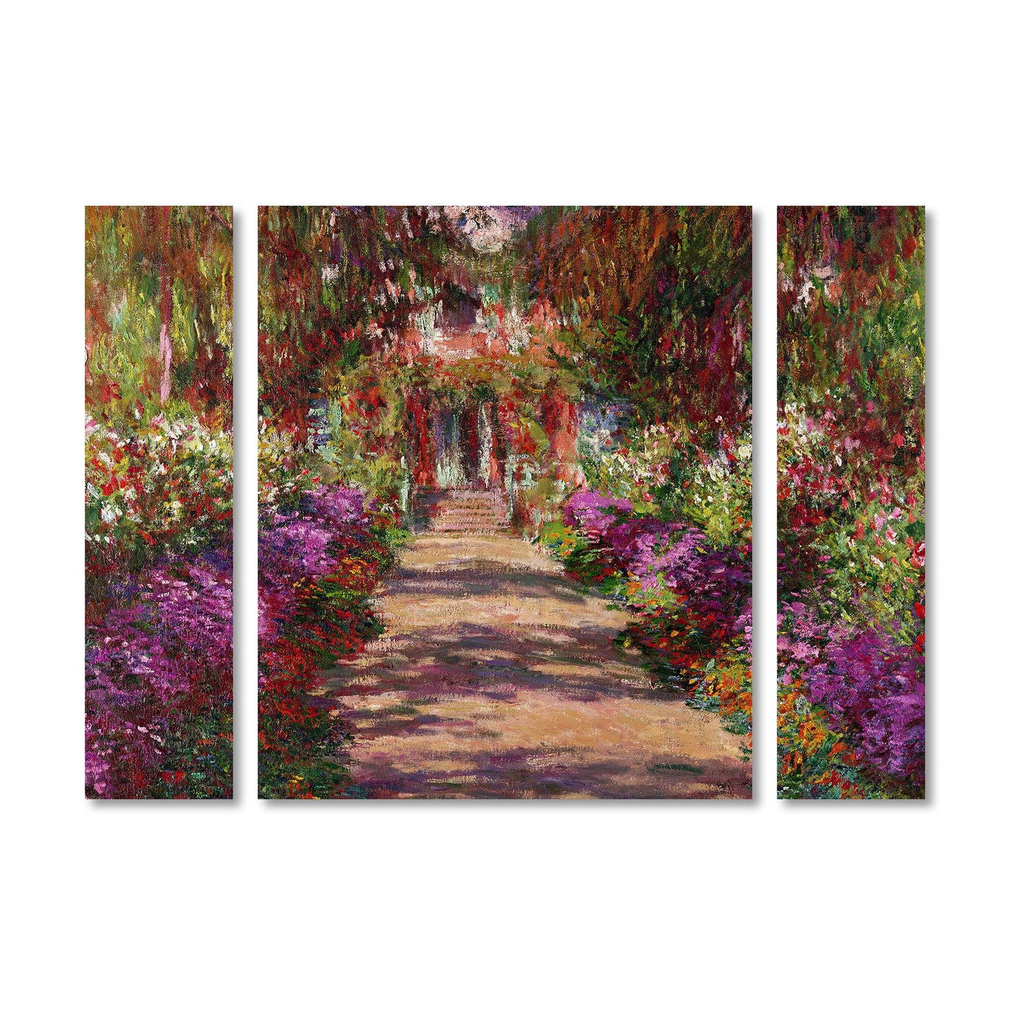 Claude Monet 'A Pathway in Monet's Garden' Multi Panel Art