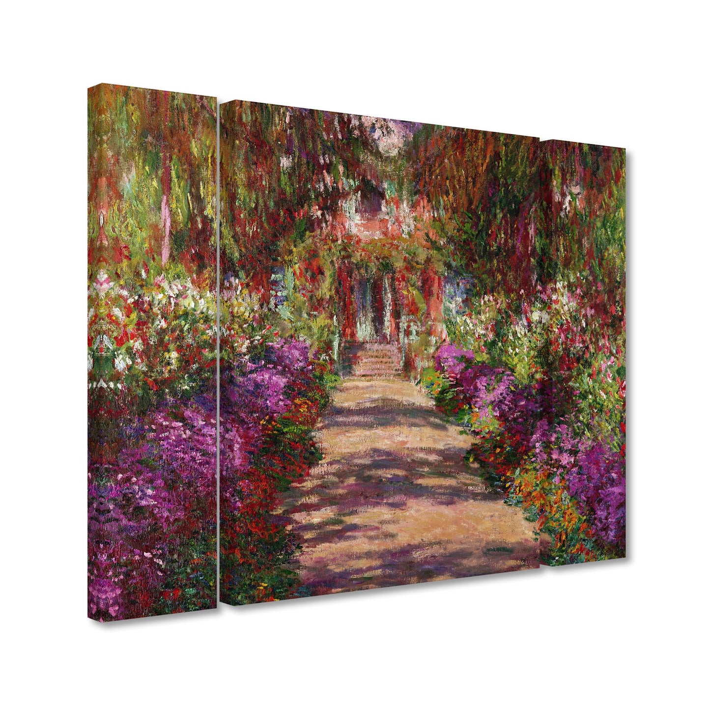 Claude Monet 'A Pathway in Monet's Garden' Multi Panel Art