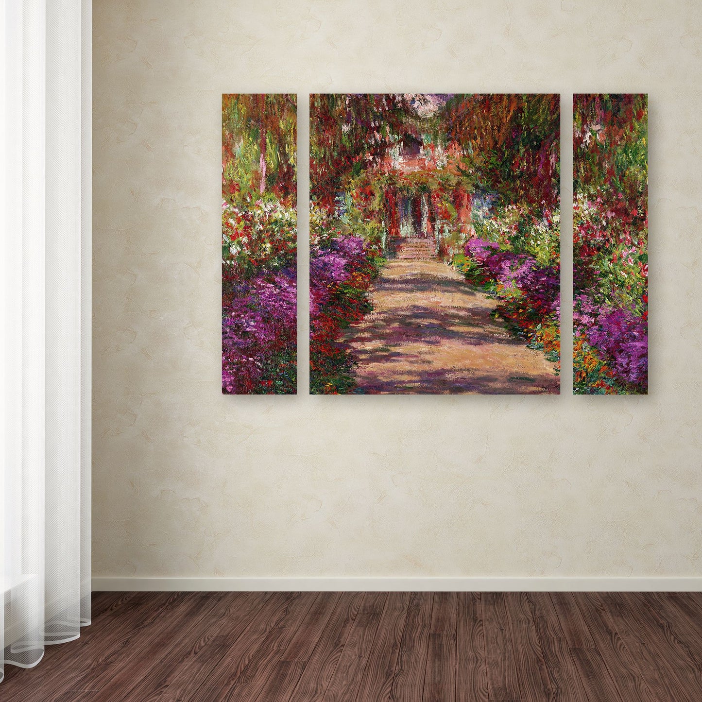 Claude Monet 'A Pathway in Monet's Garden' Multi Panel Art