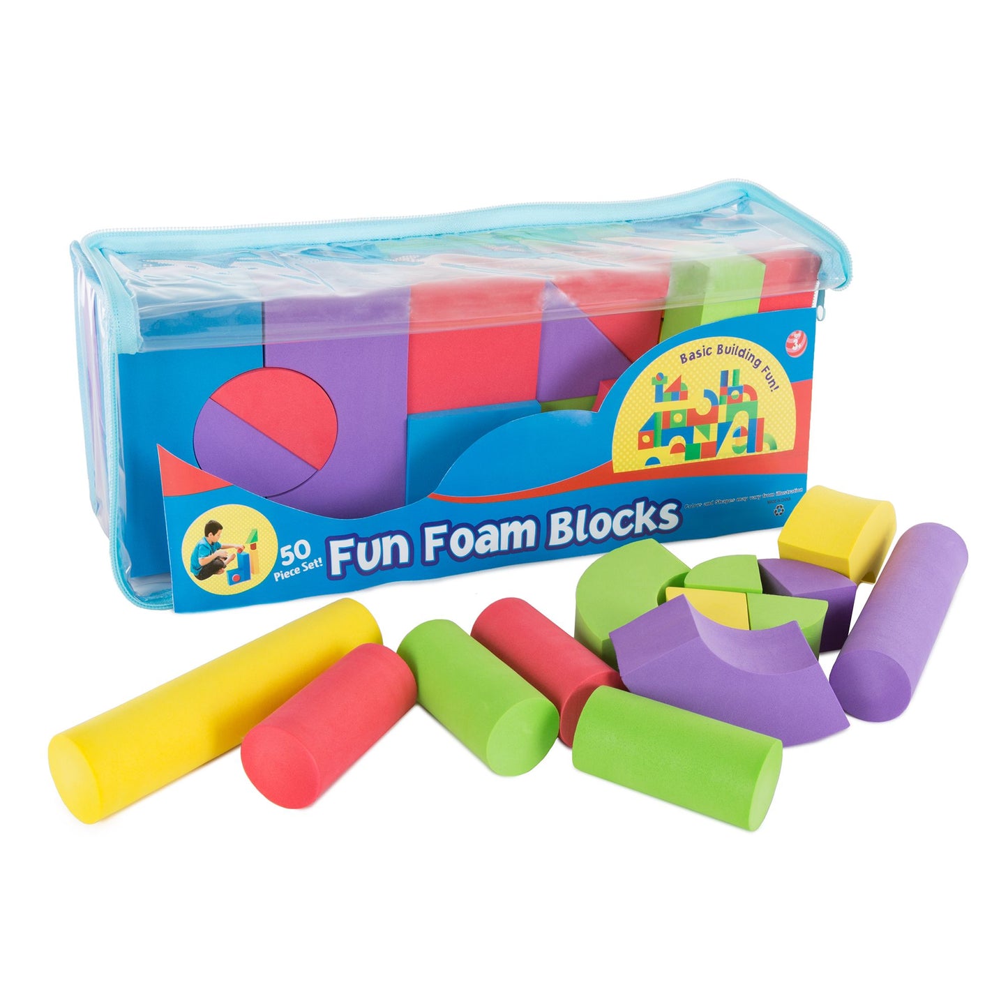 50-Piece Non-toxic EVA Foam Building Blocks by Hey! Play!