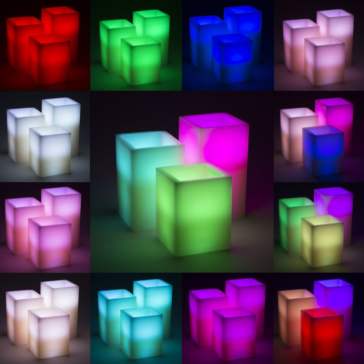 Lavish Home 3 Piece Square Color Changing Flameless Candle with Remote