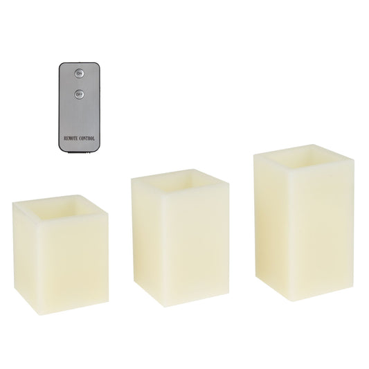 Lavish Home 3 pc Square Flameless Candle Set with Remote