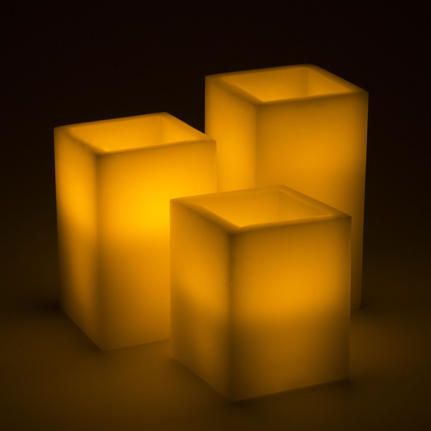 Lavish Home 3 pc Square Flameless Candle Set with Remote