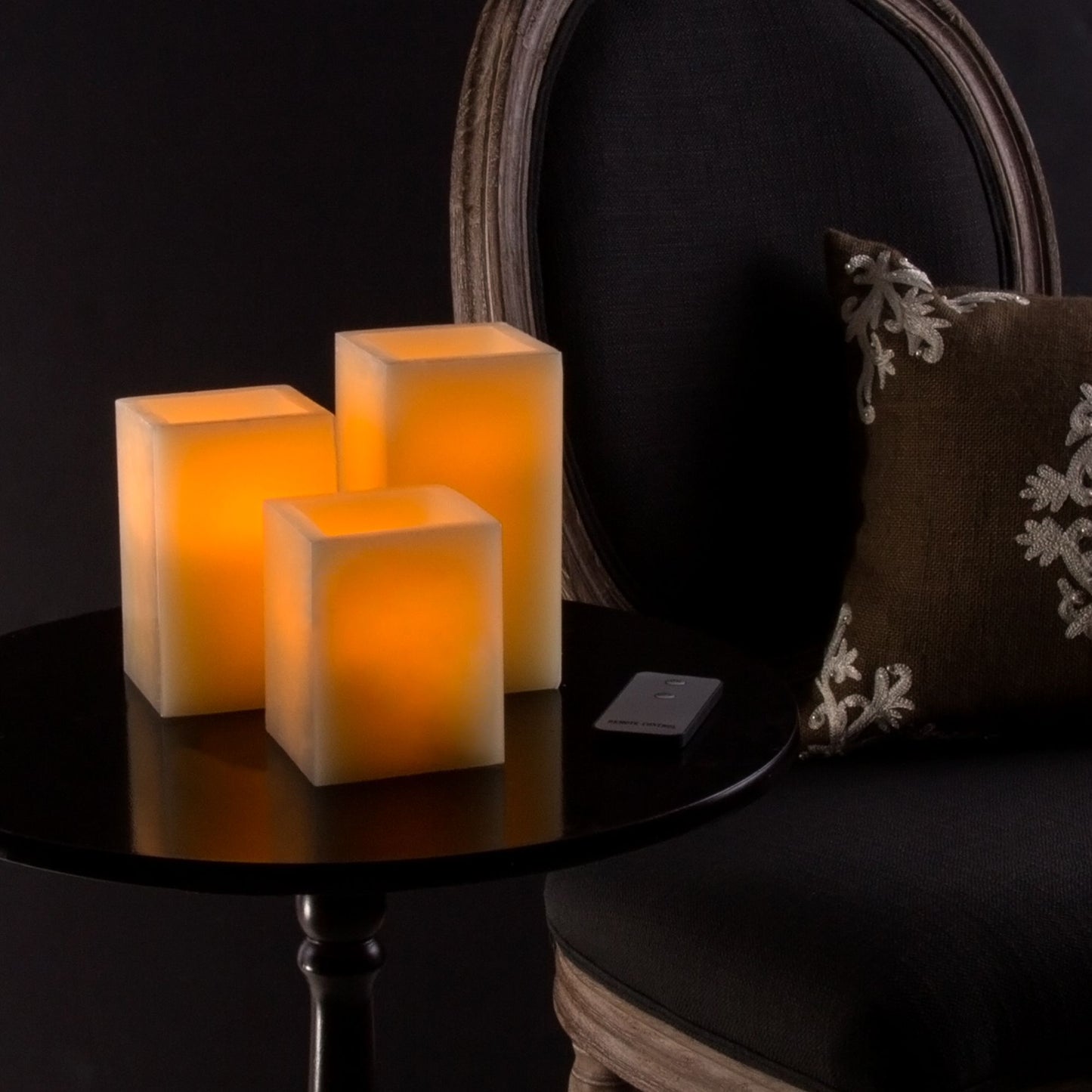 Lavish Home 3 pc Square Flameless Candle Set with Remote