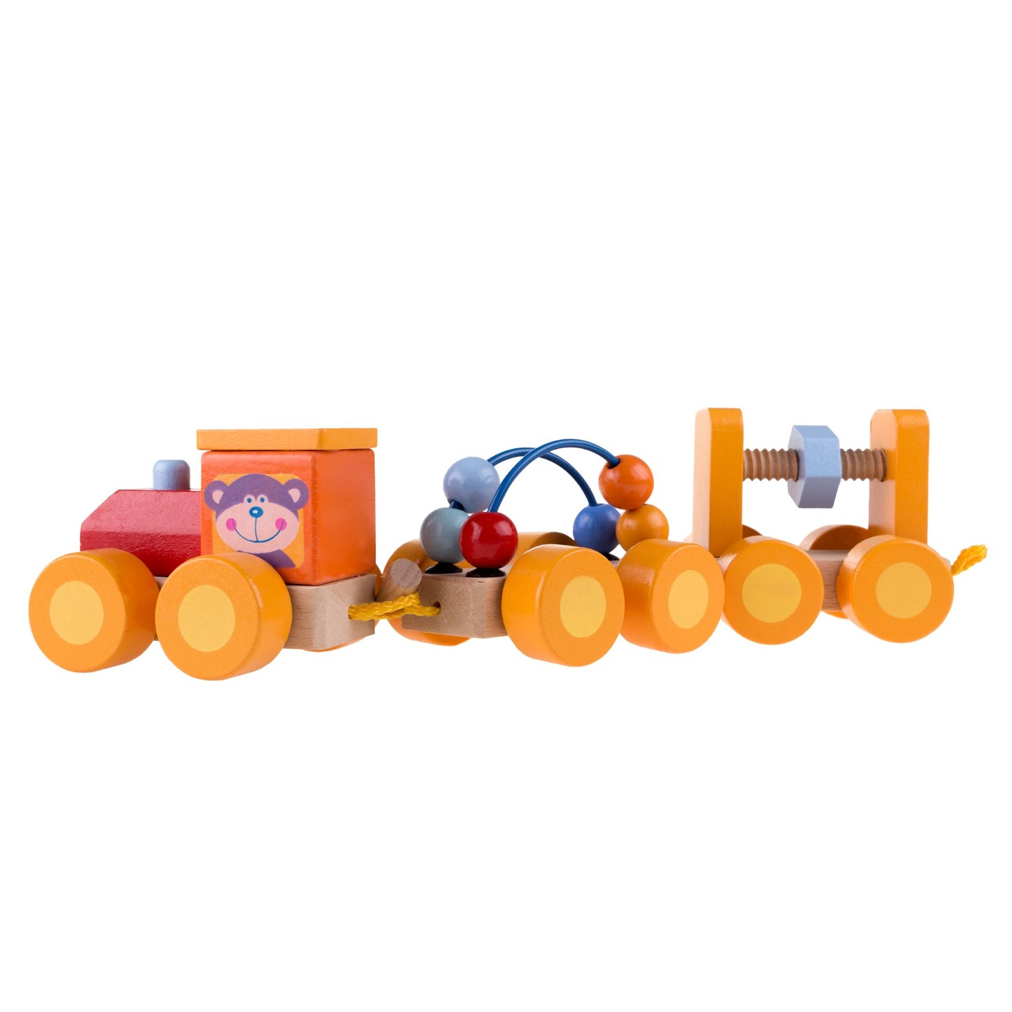 Classic Wooden Toy, Interactive Learning Train Set with Bead Maze and Screw Block Train Cars for Boys and Girls, Toddlers by Hey! Play!