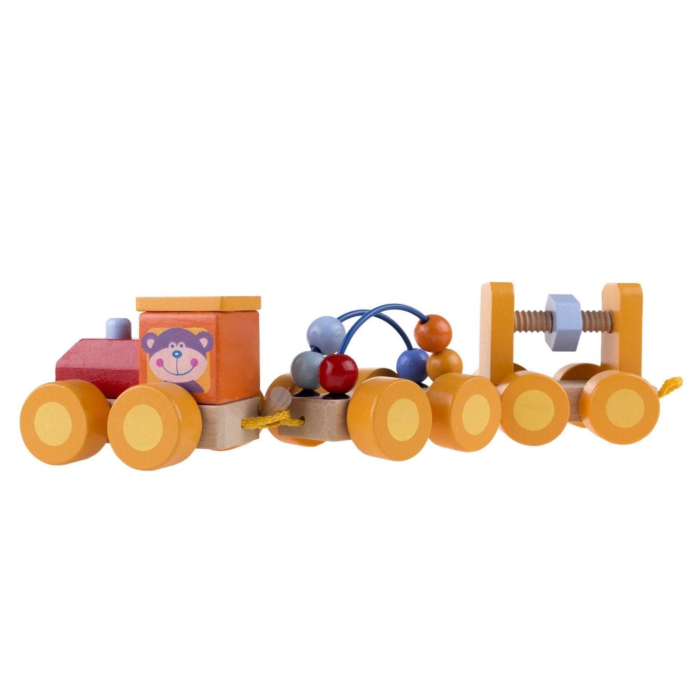 Classic Wooden Toy, Interactive Learning Train Set with Bead Maze and Screw Block Train Cars for Boys and Girls, Toddlers by Hey! Play!
