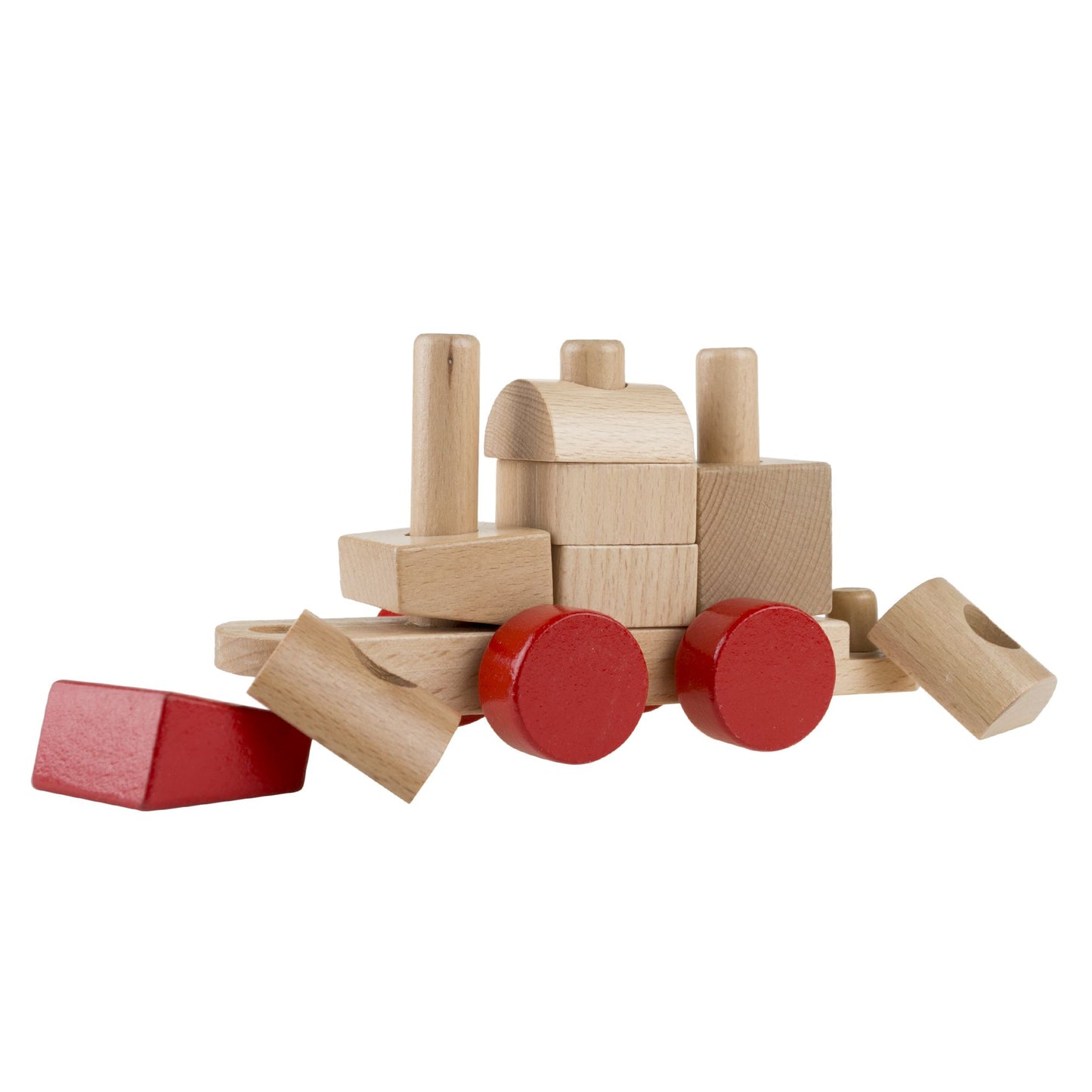 Wooden Toy Stacking Learning Train Set with 20 Interchangeable Wooden Blocks for Boys and Girls, Toddlers by Hey! Play!