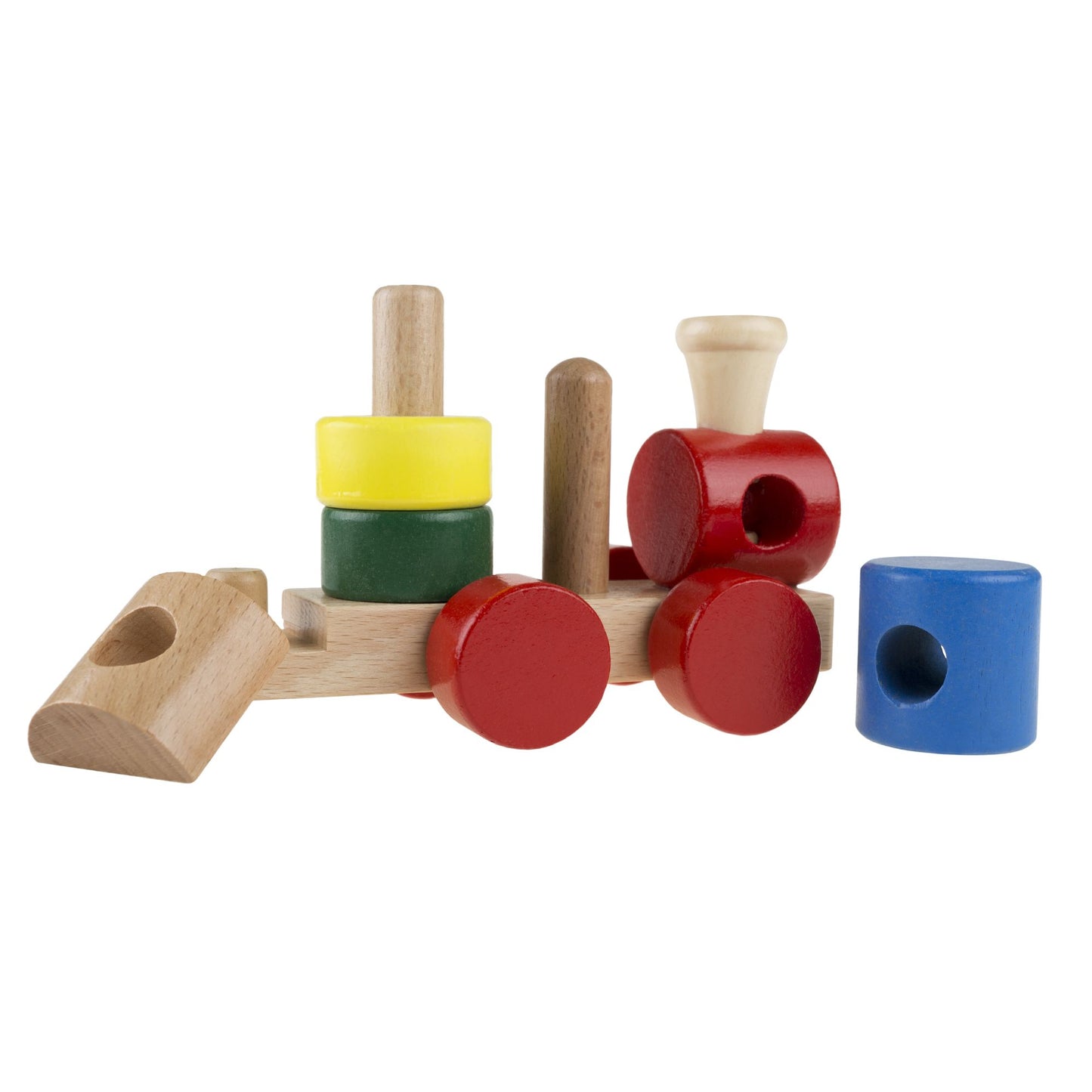 Wooden Toy Stacking Learning Train Set with 20 Interchangeable Wooden Blocks for Boys and Girls, Toddlers by Hey! Play!