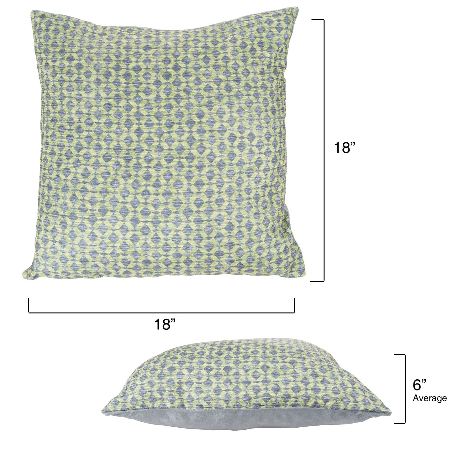 Modern Geometric Textured Throw Pillow and Insert- Home Decor Diamond Design Accent Pillow Invisible Zipper, 18 Inch by Lavish Home Color: Green