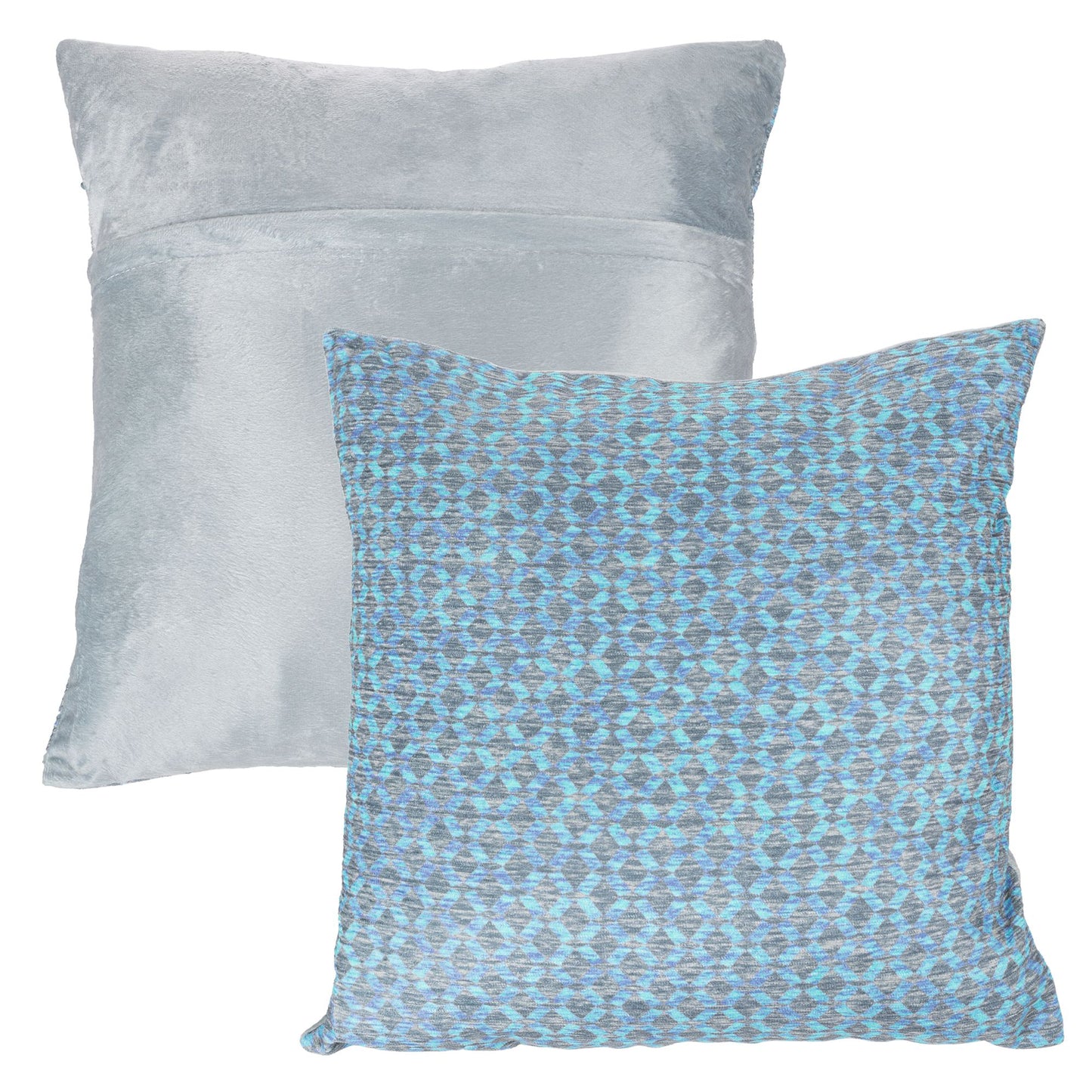 Modern Geometric Textured Throw Pillow and Insert - Home Decor Diamond Design Accent Pillow Invisible Zipper, 18 Inch by Lavish Home Color: Dreamy Blue