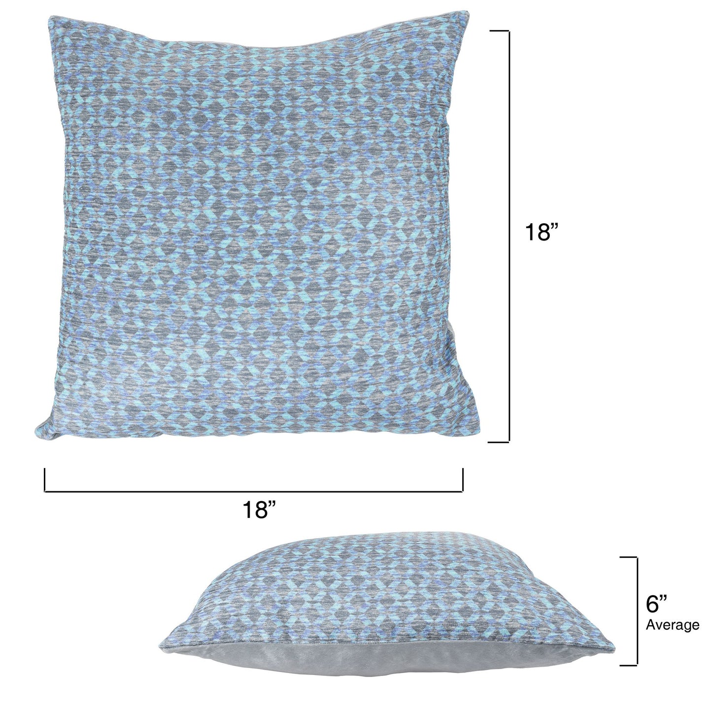 Modern Geometric Textured Throw Pillow and Insert - Home Decor Diamond Design Accent Pillow Invisible Zipper, 18 Inch by Lavish Home Color: Dreamy Blue