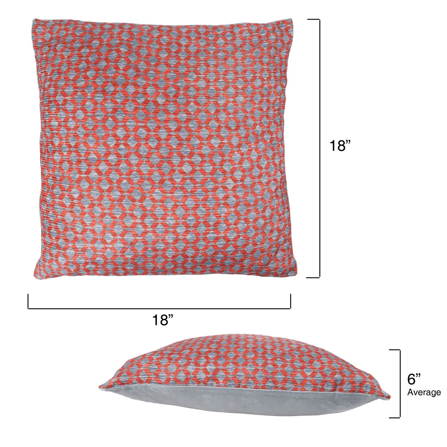 Modern Geometric Textured Decorative Throw Pillow and Insert- Home Decor Diamond Design Accent Pillow Invisible Zipper, 18 Inch by Lavish Home Color: Red