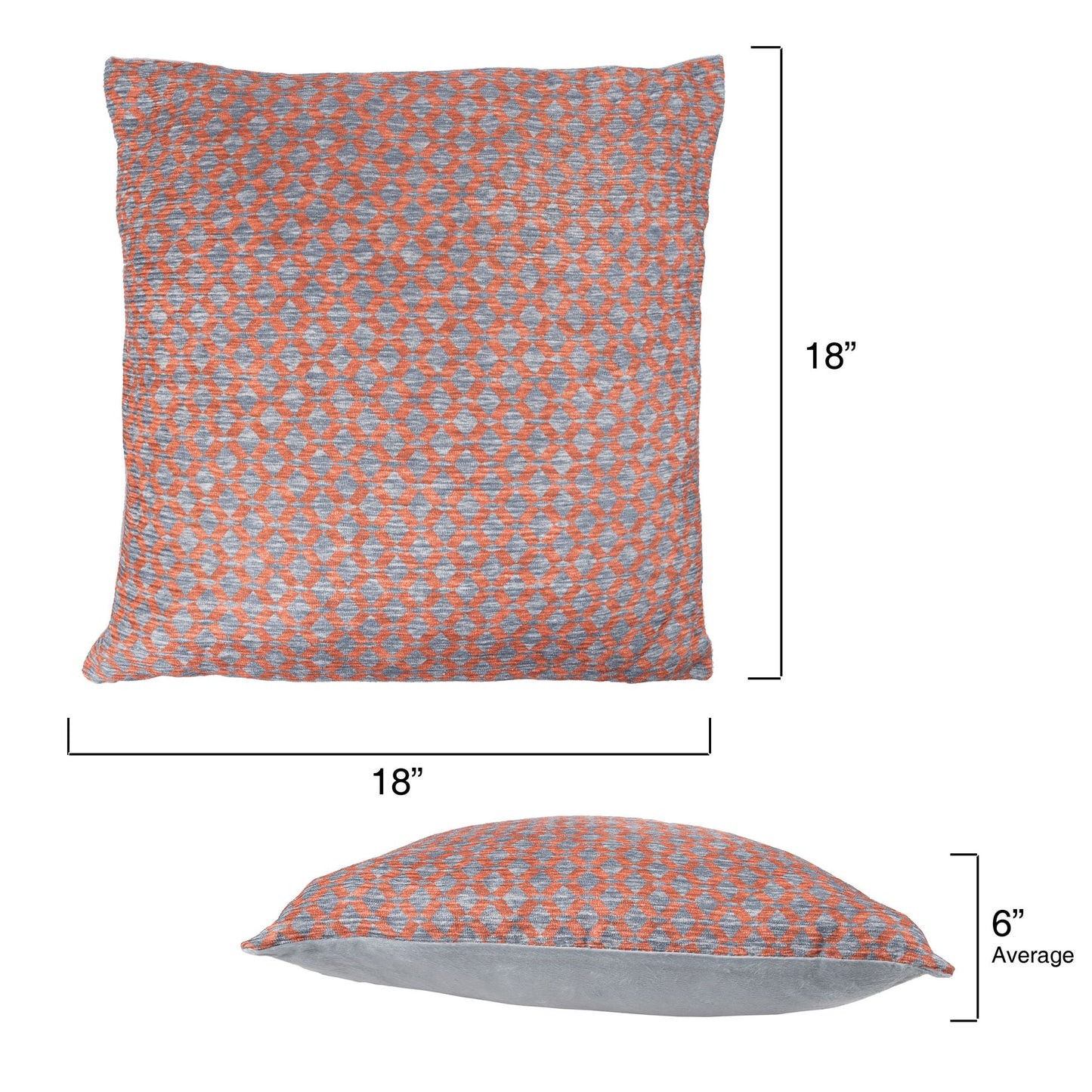 Modern Geometric Textured Throw Pillow and Insert- Home Decor Diamond Design Accent Pillow Invisible Zipper, 18 Inch by Lavish Home Color: Orange