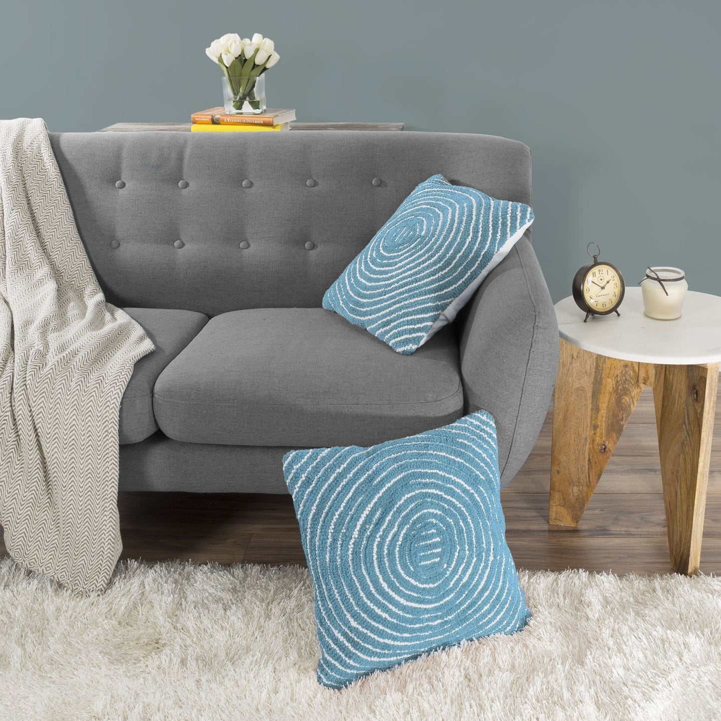 Modern Geometric Decorative Throw Pillow and Insert-Home Decor Concentric Circle Accent Pillow with Hidden Zipper,18 Inch by Lavish Home Color: Dreamy Blue
